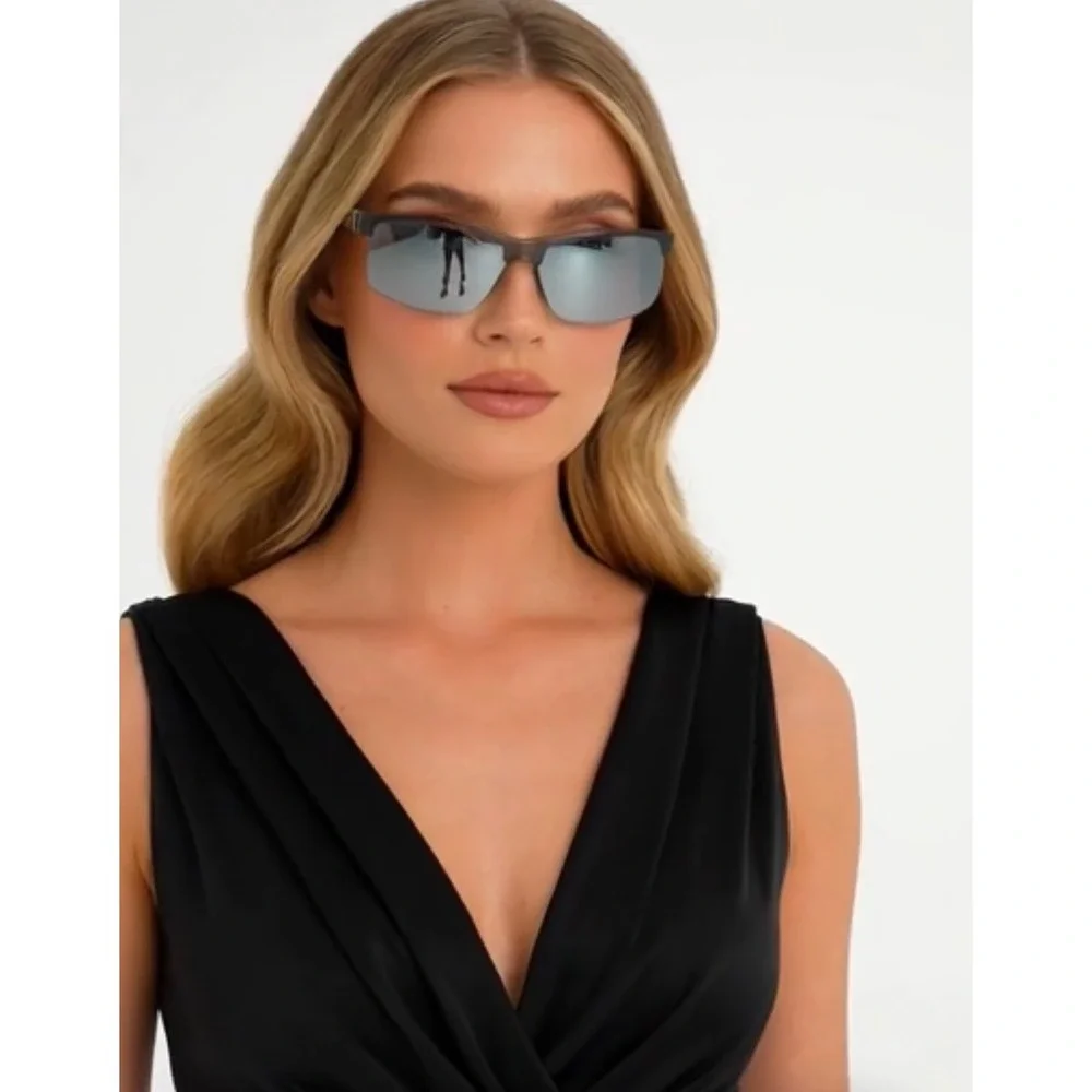 Women Gray Silver Mirrored Lens Sunglasses Sport Active Outdoors Lentes Gafas